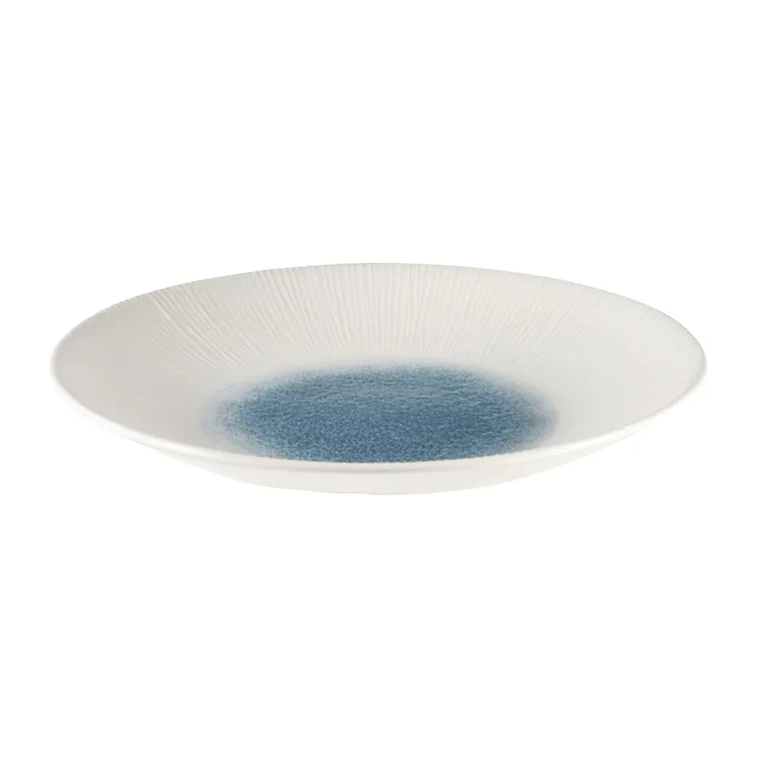 FC188 Churchill Bamboo Centre Print Deep Coupe Plates Topaz Blue 281mm (Pack of 12) - JD Catering Equipment Solutions Ltd