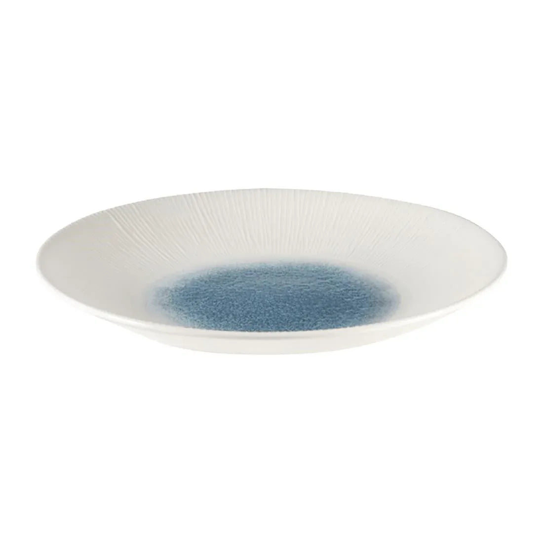 FC189 Churchill Bamboo Centre Print Deep Coupe Plates Topaz Blue 255mm (Pack of 12) - JD Catering Equipment Solutions Ltd