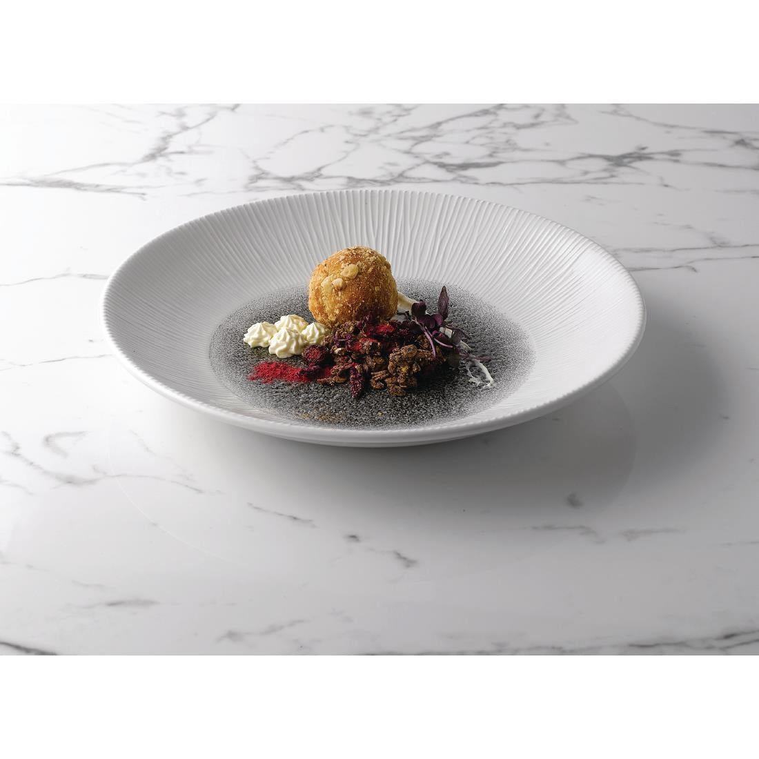 FC191 Churchill Bamboo Centre Print Deep Coupe Plates Quartz Black 255mm (Pack of 12) JD Catering Equipment Solutions Ltd