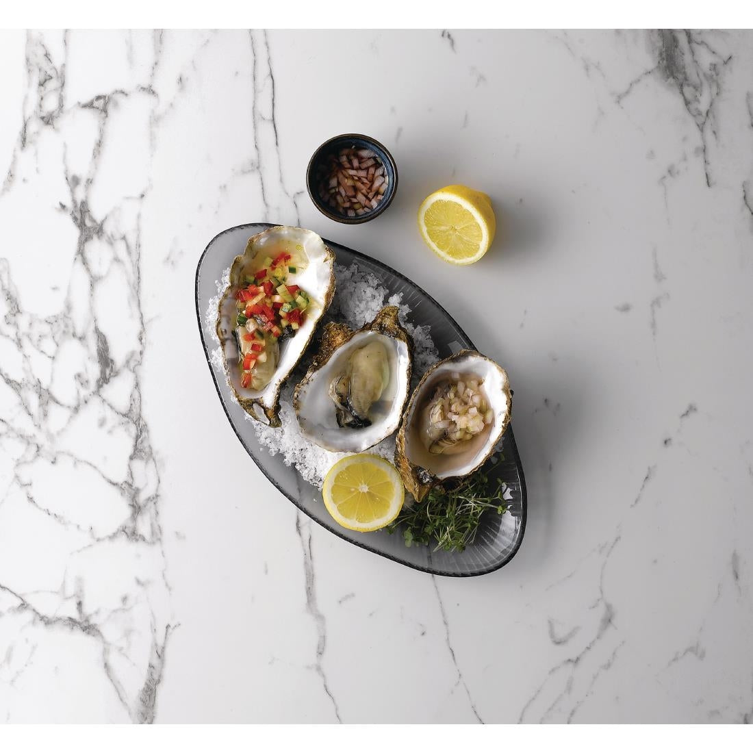 FC205 Churchill Bamboo Organic Oval Glass Platter Dusk 295 x 162mm (Pack of 6) JD Catering Equipment Solutions Ltd