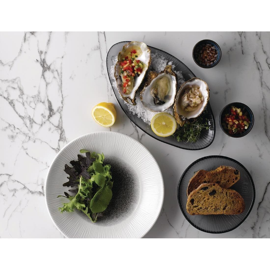 FC205 Churchill Bamboo Organic Oval Glass Platter Dusk 295 x 162mm (Pack of 6) JD Catering Equipment Solutions Ltd