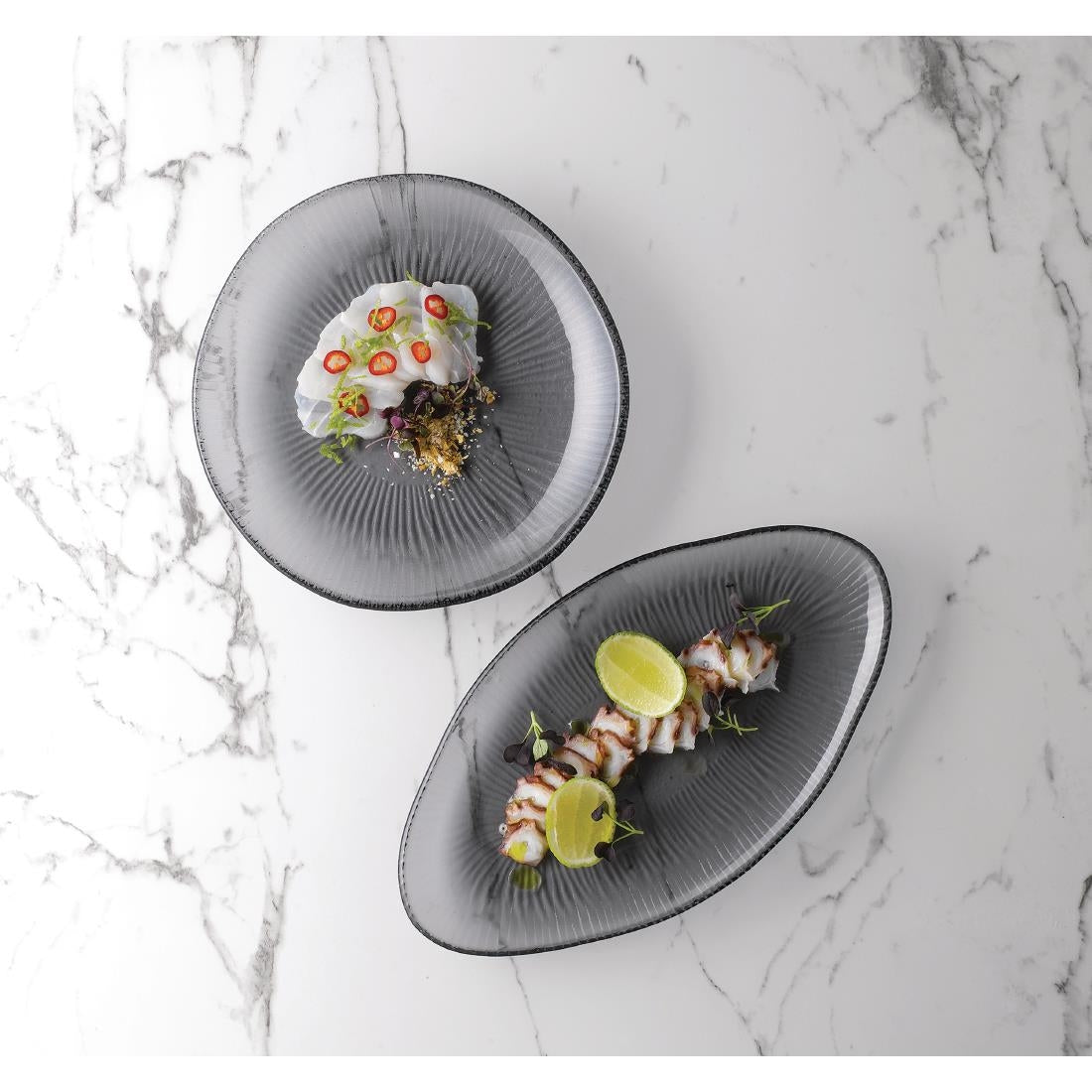 FC205 Churchill Bamboo Organic Oval Glass Platter Dusk 295 x 162mm (Pack of 6) JD Catering Equipment Solutions Ltd