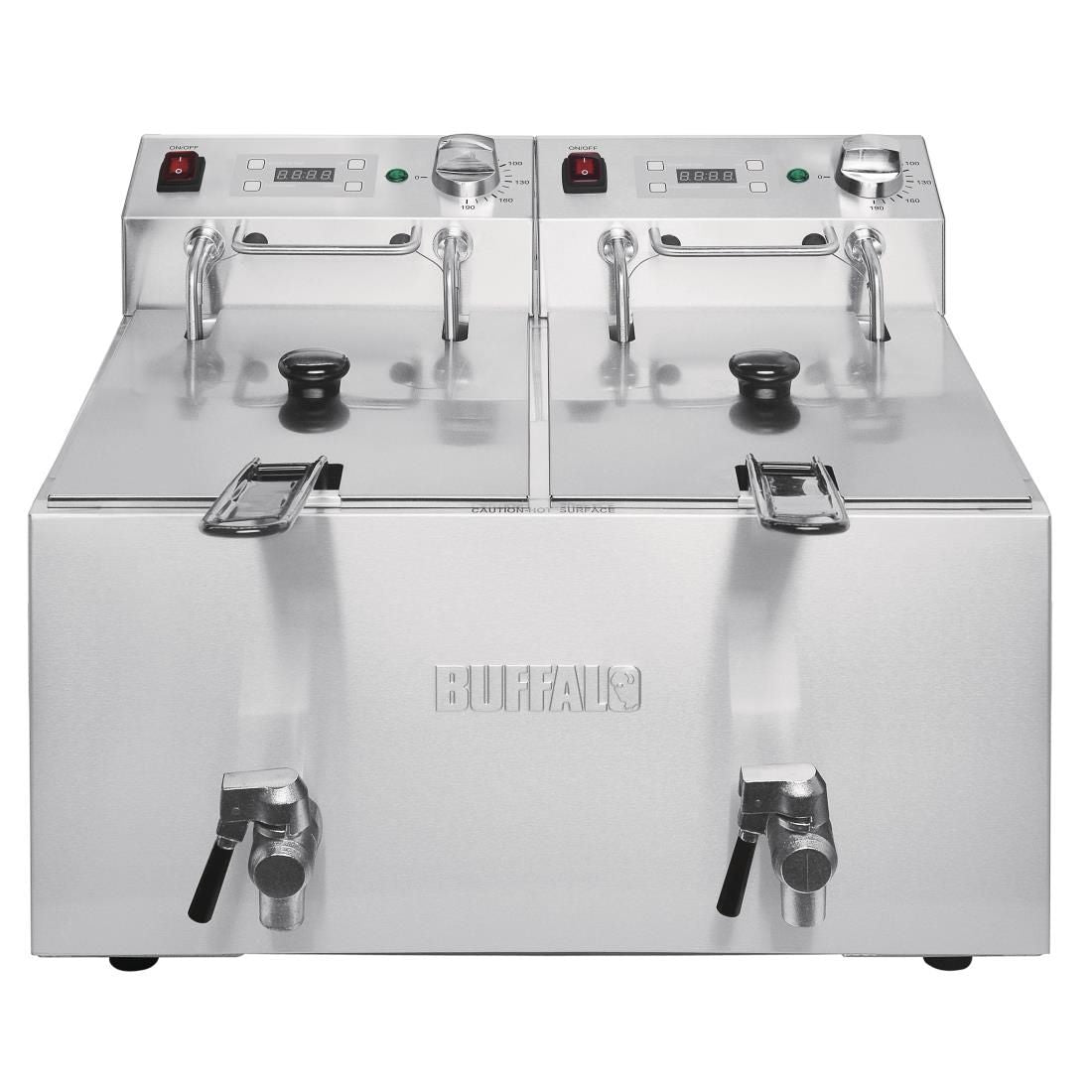 FC375 Buffalo Twin Tank Twin Basket 2x8Ltr Countertop Fryer with Timers 2x2.9kW JD Catering Equipment Solutions Ltd