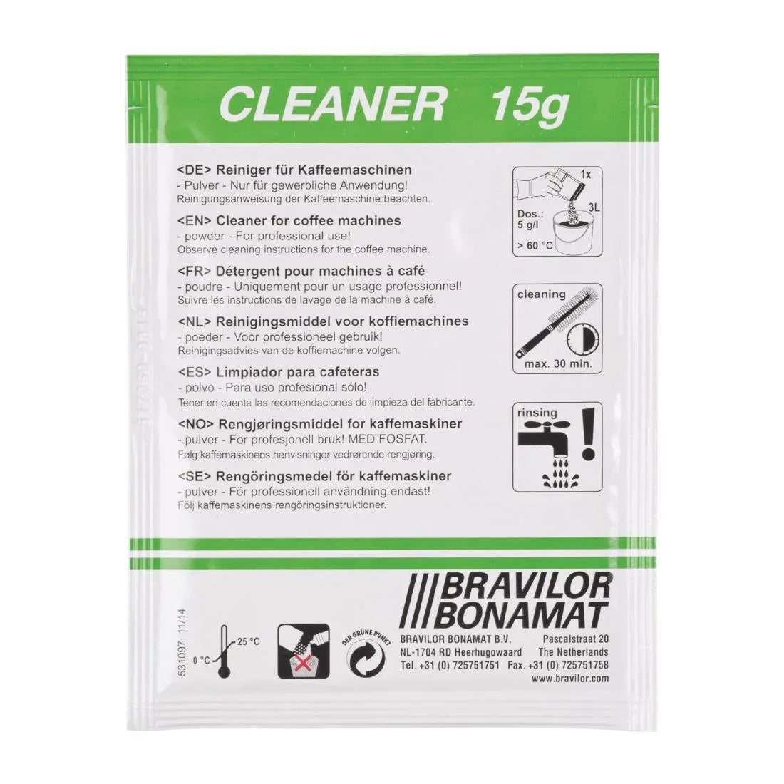 FC401 Bravilor Coffee Machine Cleaner 15g Sachets (60 Pack) - JD Catering Equipment Solutions Ltd