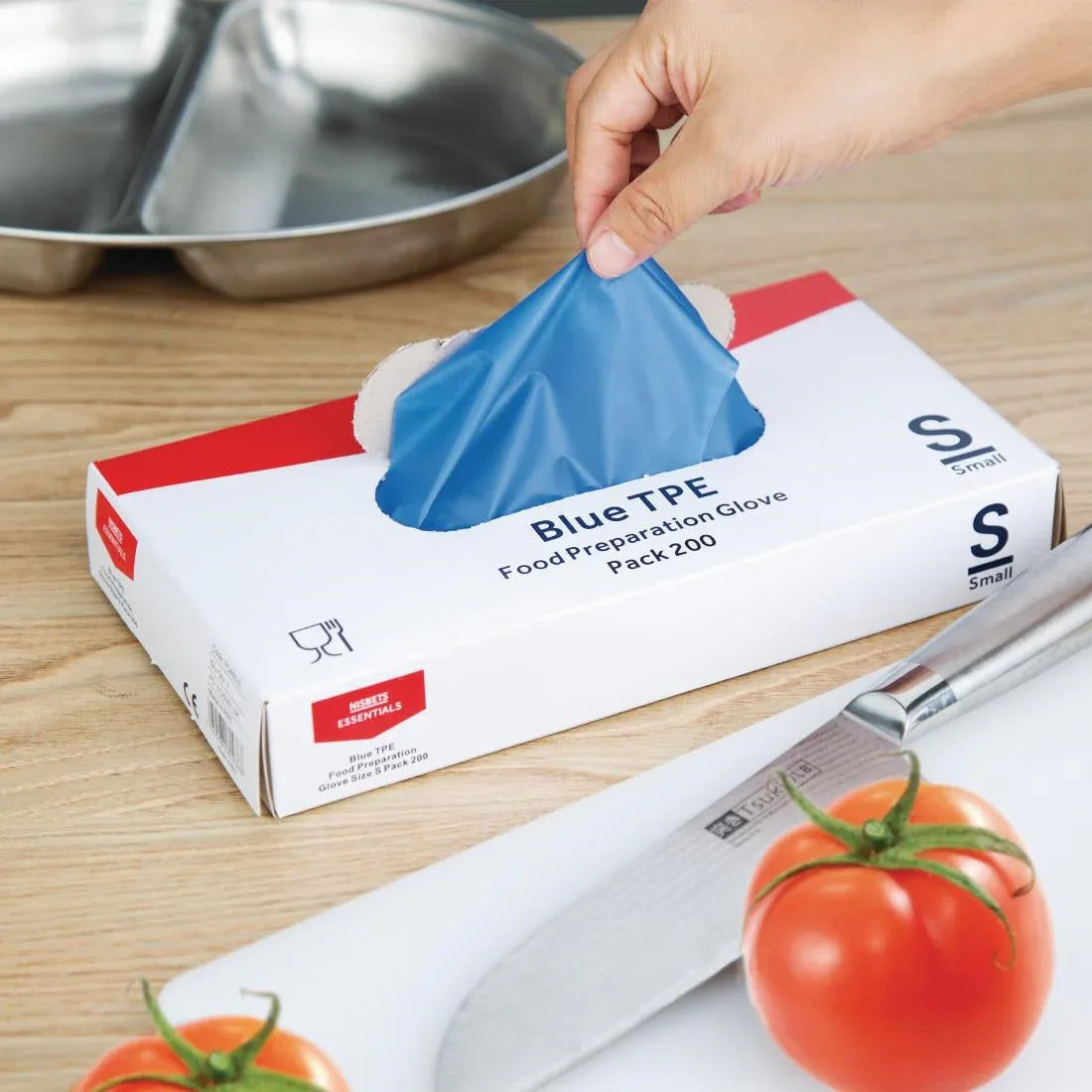 FC488-S Nisbets Essentials Powder-Free TPE Gloves Blue S (Pack of 200) - JD Catering Equipment Solutions Ltd