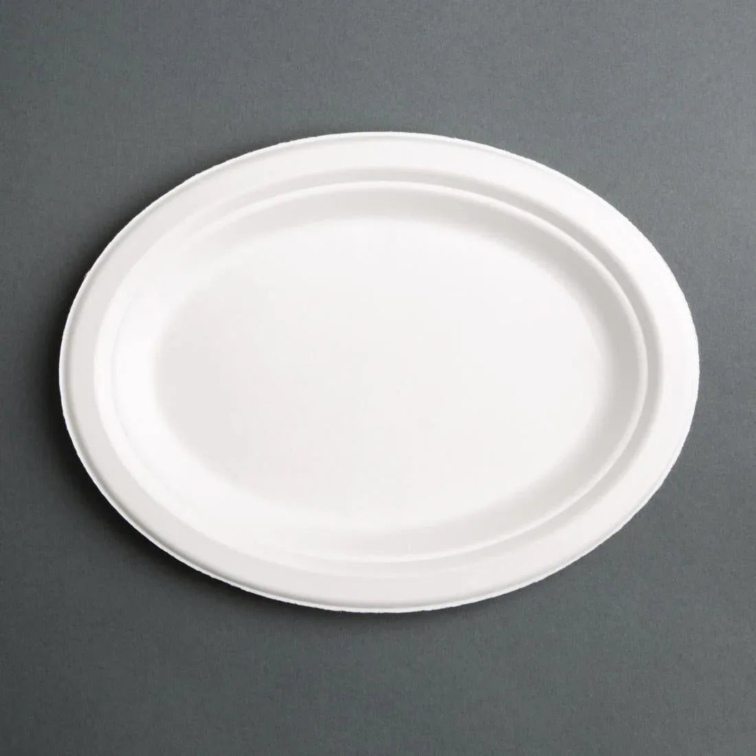 FC535 Fiesta Compostable Bagasse Oval Plates 316mm (Pack of 50) - JD Catering Equipment Solutions Ltd
