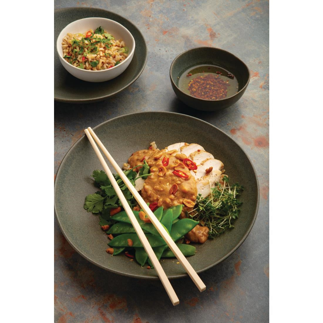 FC711 Olympia Build-a-Bowl Green Flat Bowls 250mm (Pack of 4) JD Catering Equipment Solutions Ltd