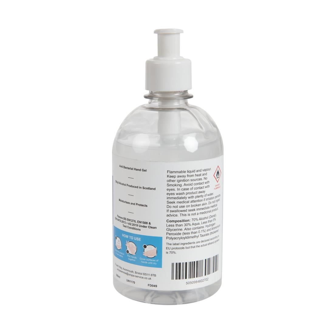 FD049 Jantex 70% Alcohol Hand Sanitiser 500ml JD Catering Equipment Solutions Ltd