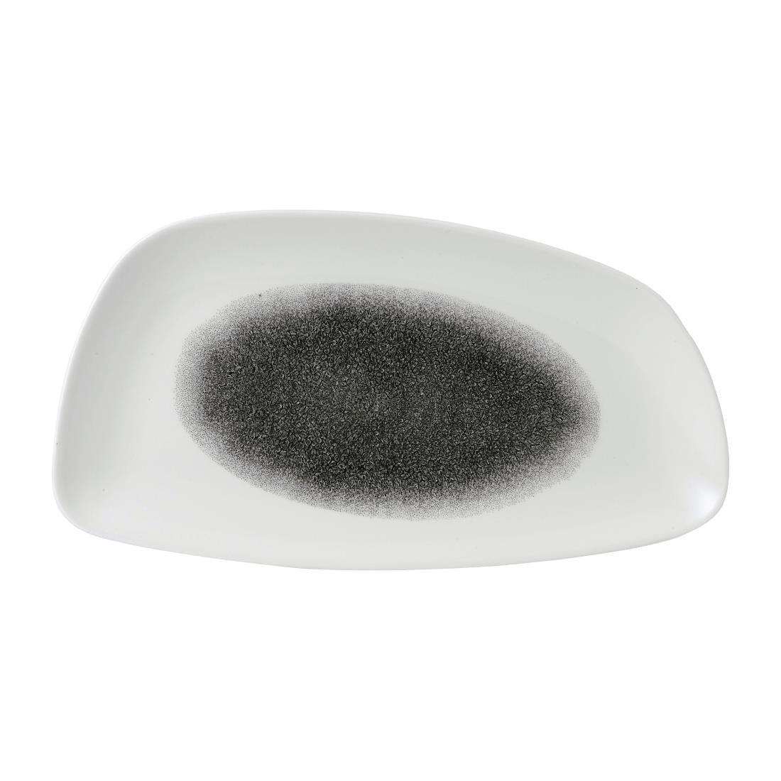 FD830 Churchill Raku Geo Plates Quartz Black 346x171mm (Pack of 6) - JD Catering Equipment Solutions Ltd