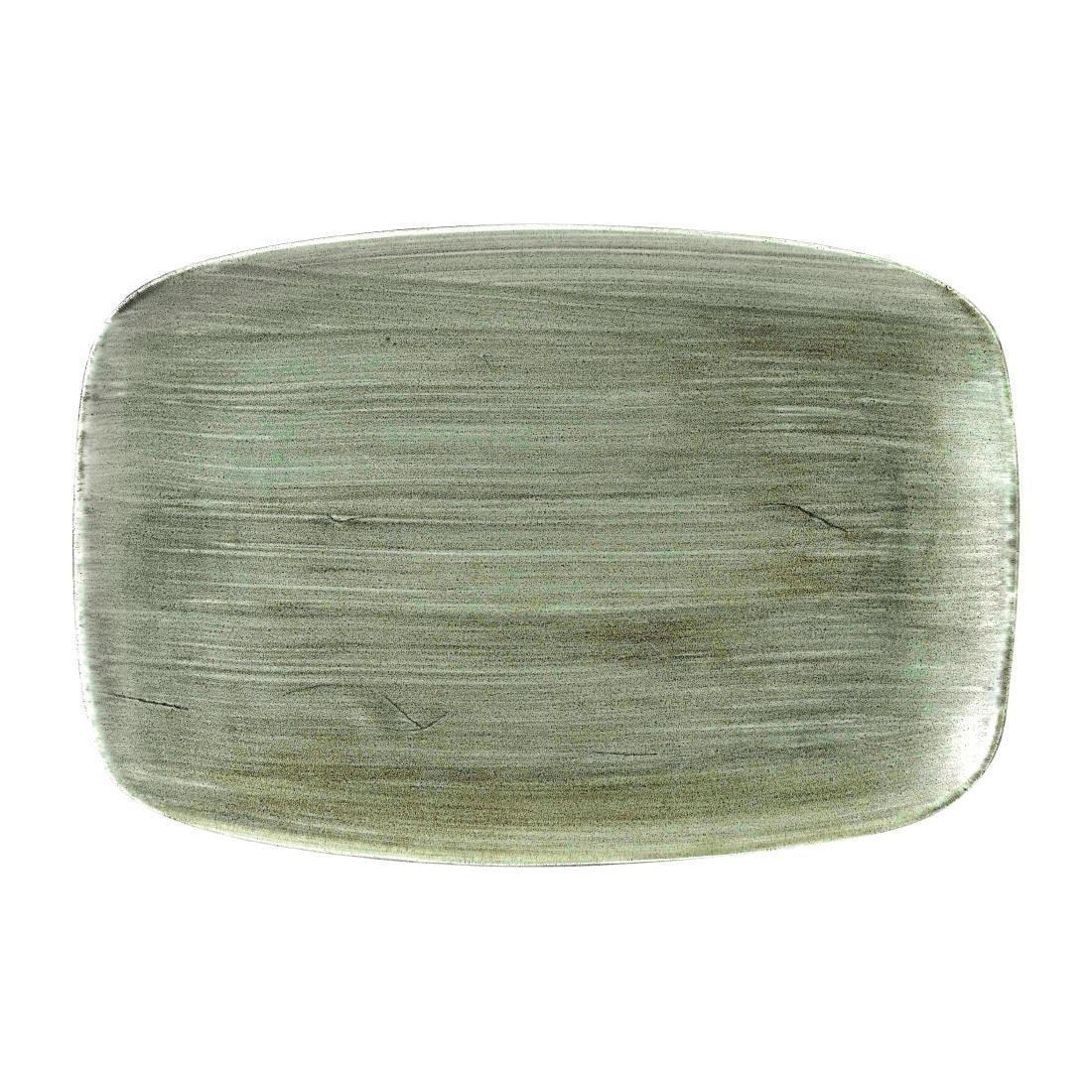 FD868 Churchill Stonecast Patina Oblong Plates Burnished Green 343x235mm (Pack of 6) - JD Catering Equipment Solutions Ltd