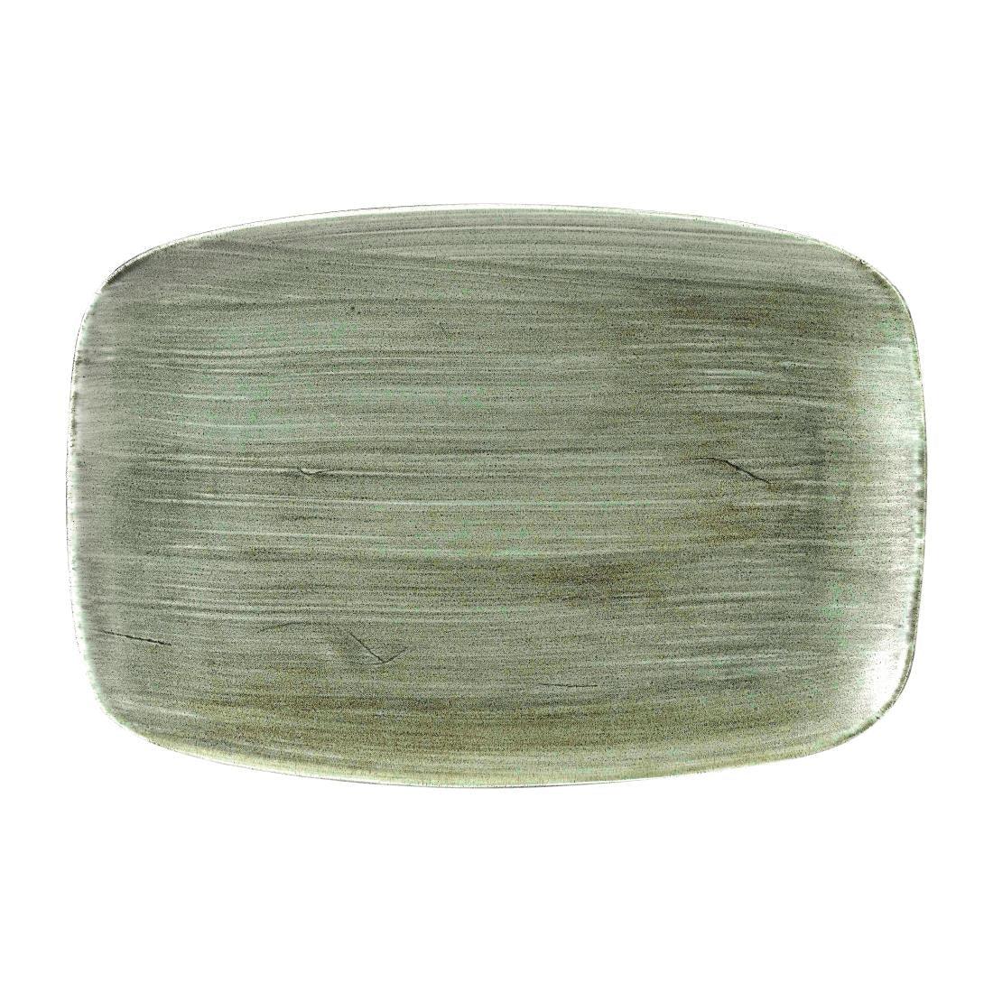 FD868 Churchill Stonecast Patina Oblong Plates Burnished Green 343x235mm (Pack of 6) - JD Catering Equipment Solutions Ltd