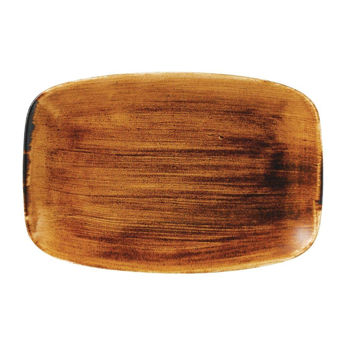 FD871 Churchill Stonecast Patina Oblong Plates Vintage Copper 305x198mm (Pack of 6) - JD Catering Equipment Solutions Ltd