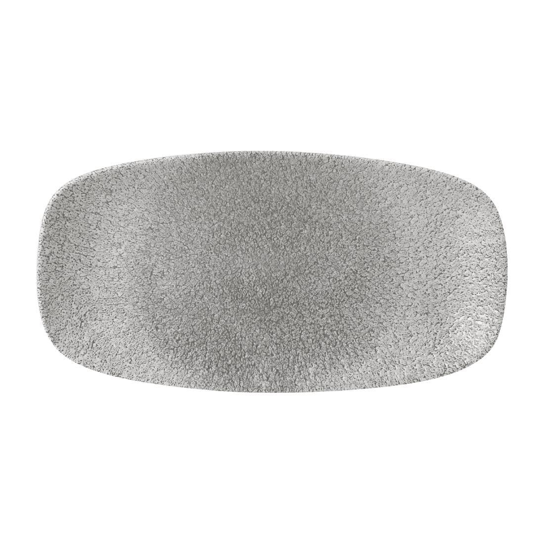 FD883 Churchill Raku Oblong Plates Jasper Grey 298x152mm (Pack of 12) - JD Catering Equipment Solutions Ltd