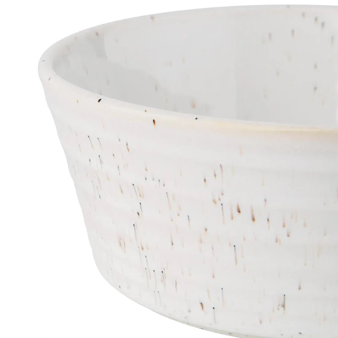 FD900 Olympia Cavolo Flat Round Bowls White Speckle 143mm (Pack of 6) - JD Catering Equipment Solutions Ltd