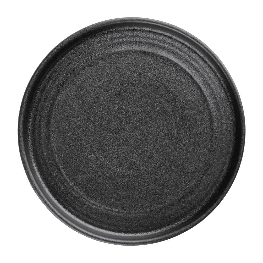 FD908 Olympia Cavolo Flat Round Plates Textured Black 180mm (Pack of 6) - JD Catering Equipment Solutions Ltd