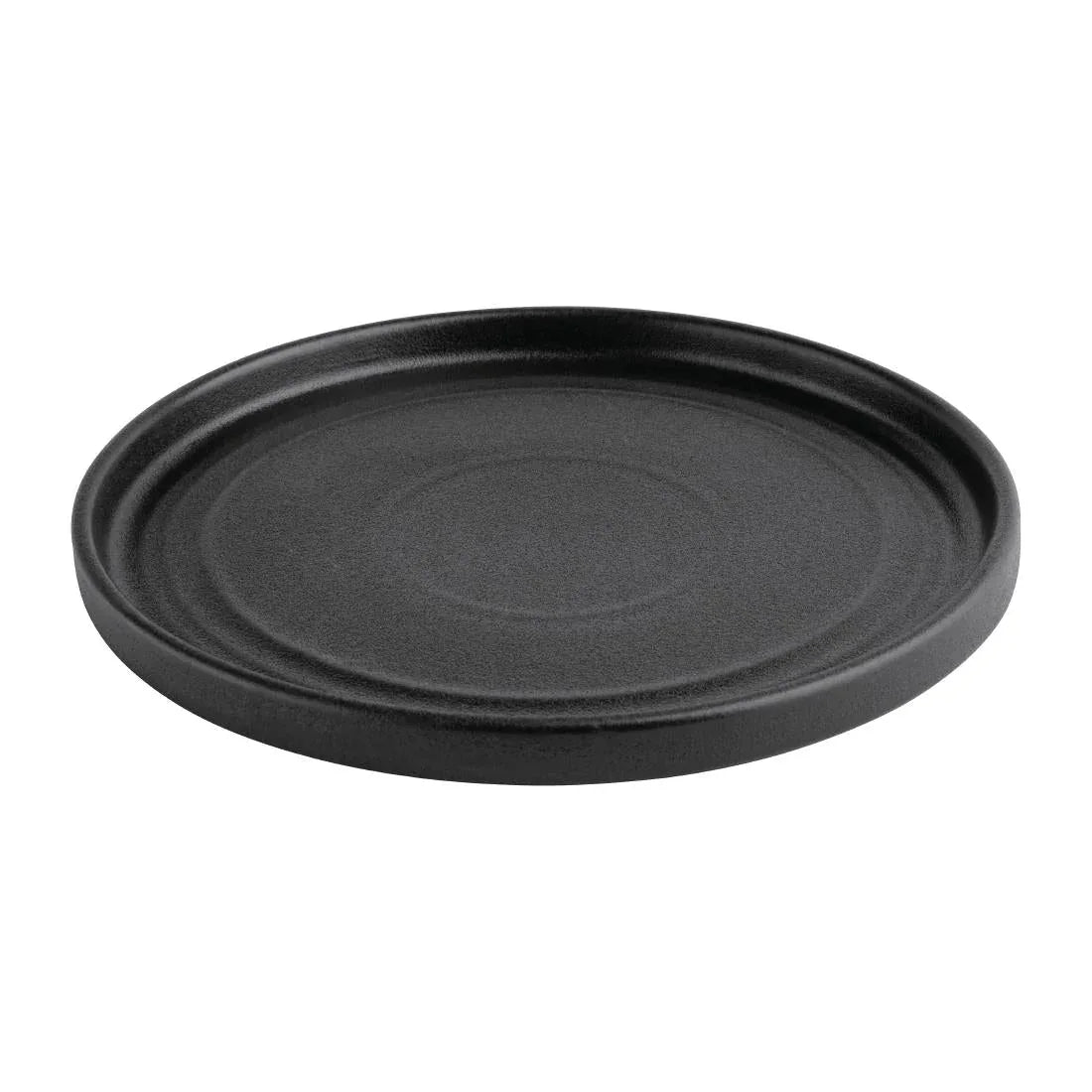 FD908 Olympia Cavolo Flat Round Plates Textured Black 180mm (Pack of 6) - JD Catering Equipment Solutions Ltd