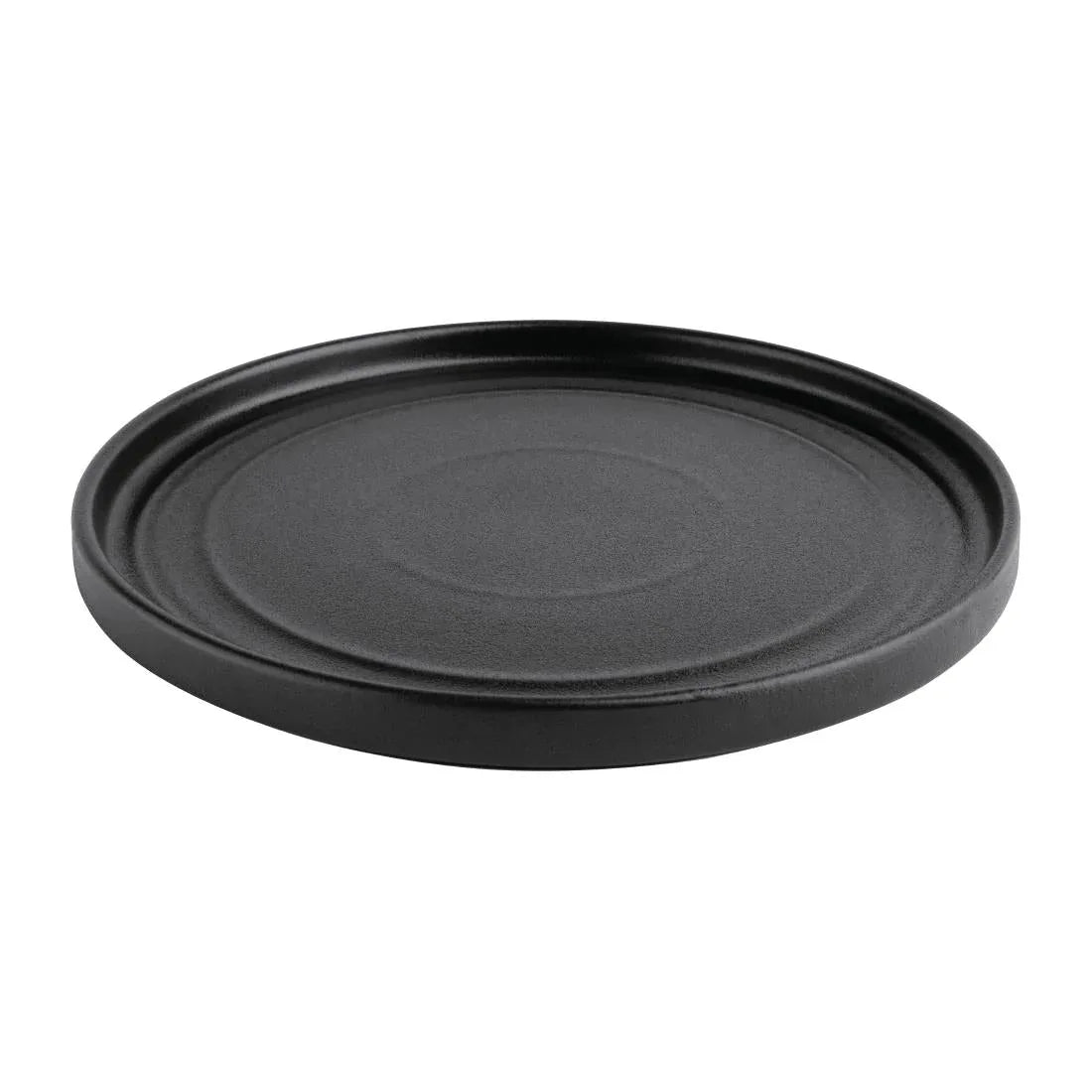 FD909 Olympia Cavolo Flat Round Plates Textured Black 220mm (Pack of 6) - JD Catering Equipment Solutions Ltd