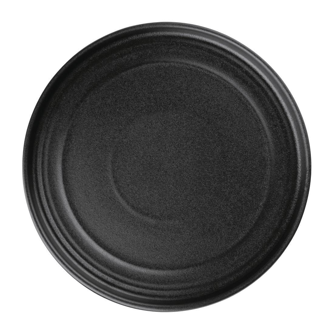 FD909 Olympia Cavolo Flat Round Plates Textured Black 220mm (Pack of 6) - JD Catering Equipment Solutions Ltd