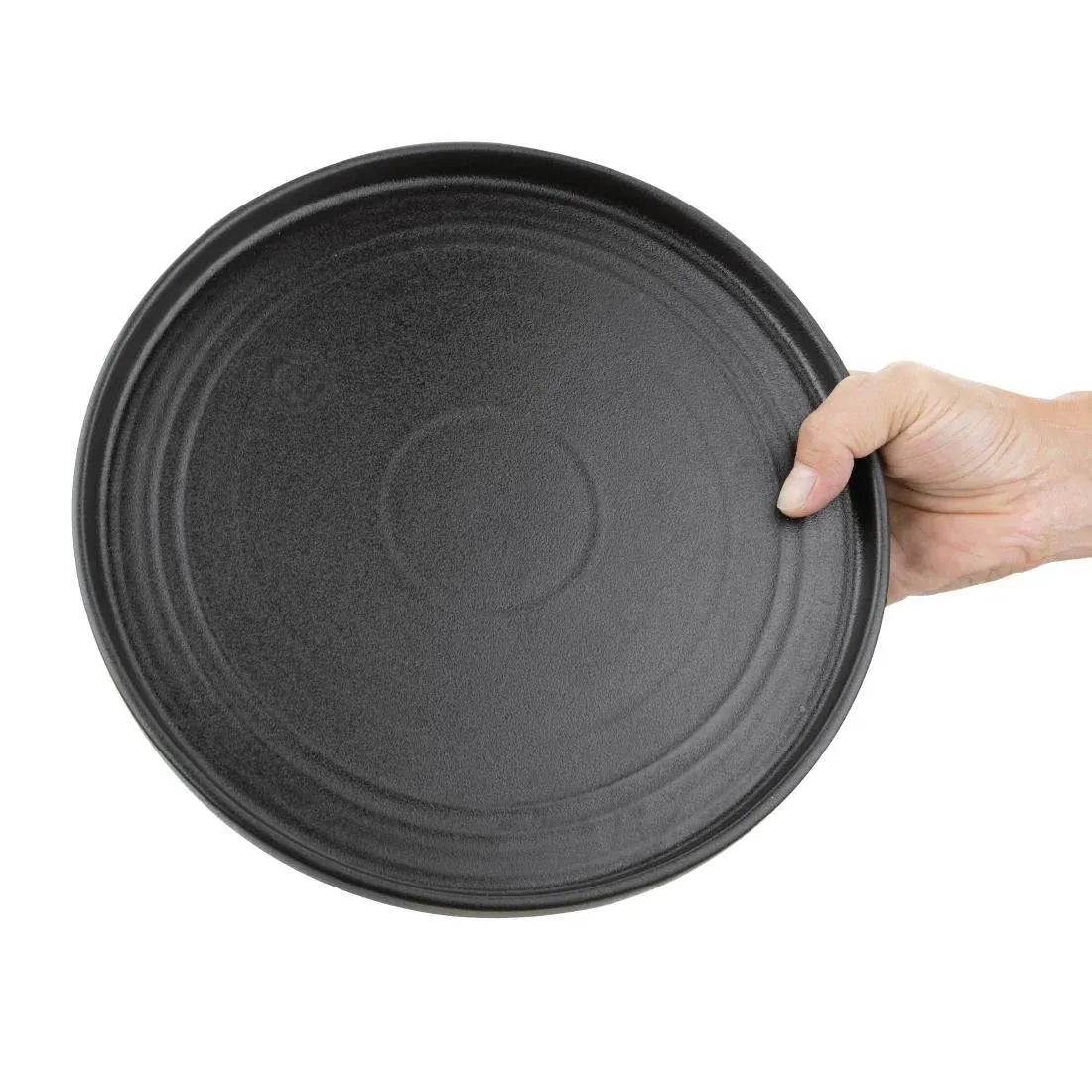 FD910 Olympia Cavolo Textured Black Flat Round Plates 270mm (Pack of 4) - JD Catering Equipment Solutions Ltd