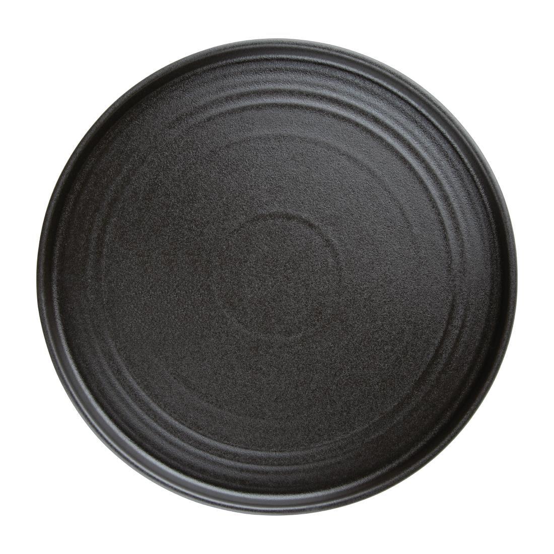 FD910 Olympia Cavolo Textured Black Flat Round Plates 270mm (Pack of 4) - JD Catering Equipment Solutions Ltd