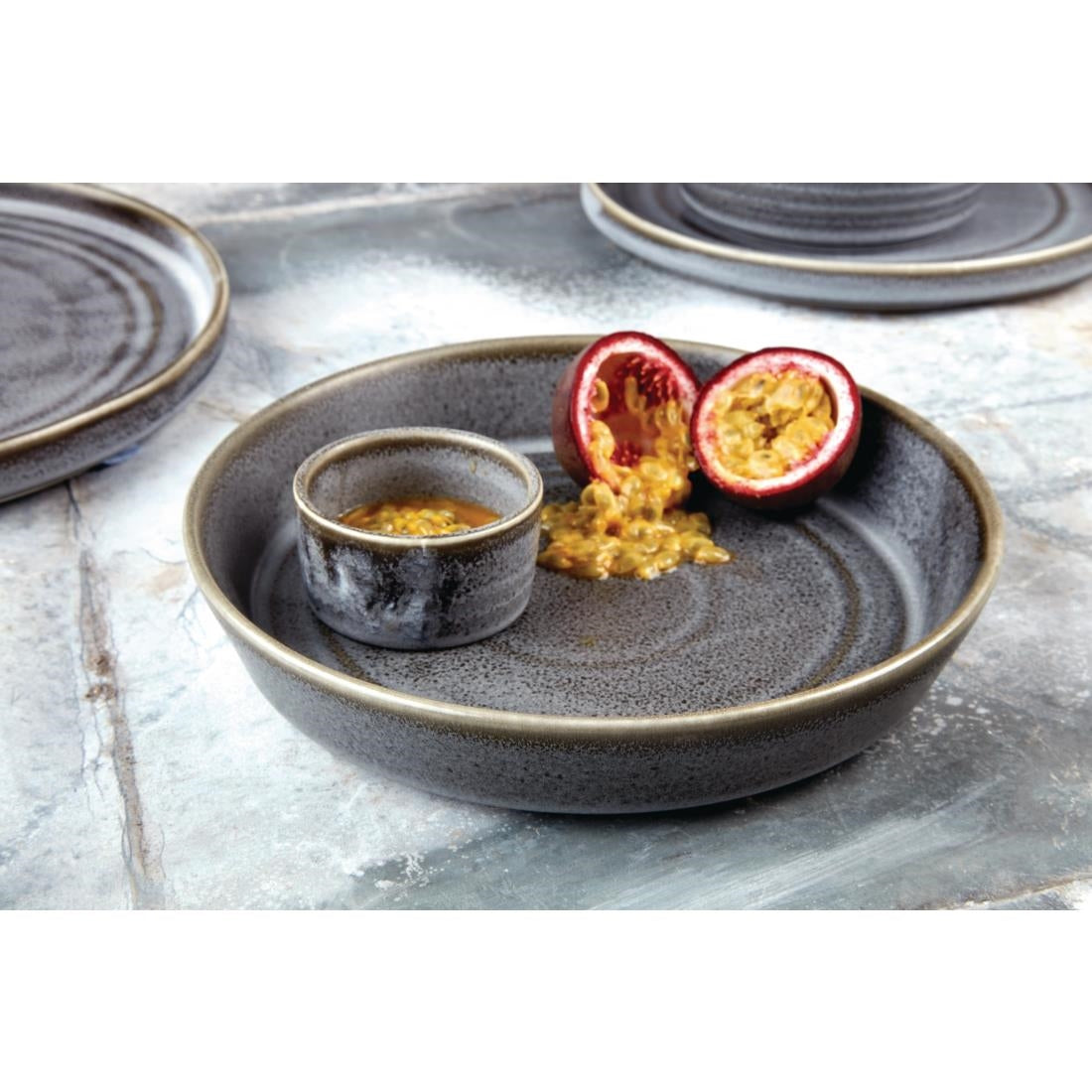 FD919 Olympia Cavolo Charcoal Dusk Flat Round Bowls 220mm (Pack of 4) JD Catering Equipment Solutions Ltd