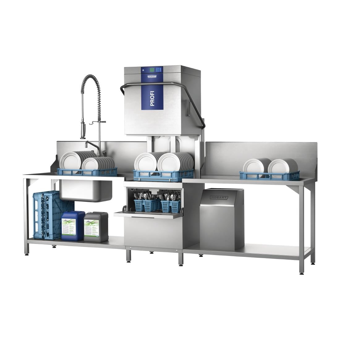 FE668 Hobart Profi Dual Level Pass Through Dishwasher TLWW-10A with Integral Softener JD Catering Equipment Solutions Ltd