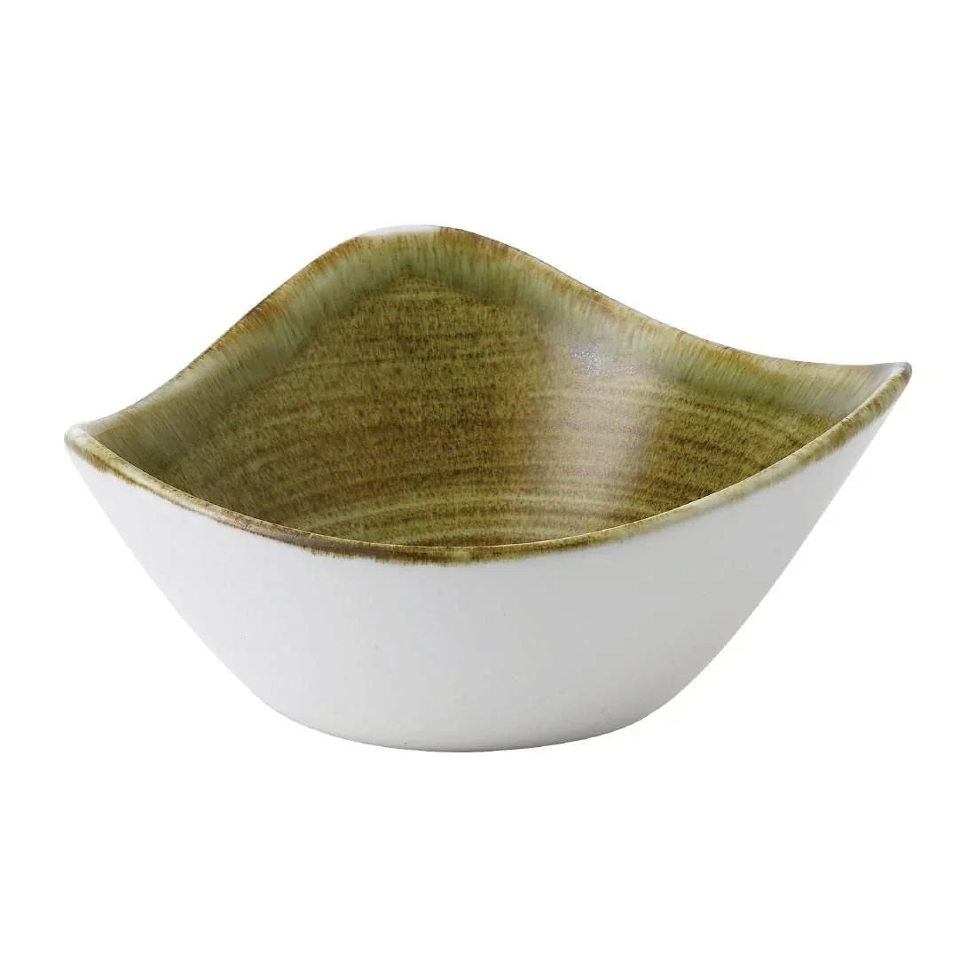FJ934 Stonecast Plume Olive Triangle Bowl 9oz (Pack of 12) - JD Catering Equipment Solutions Ltd
