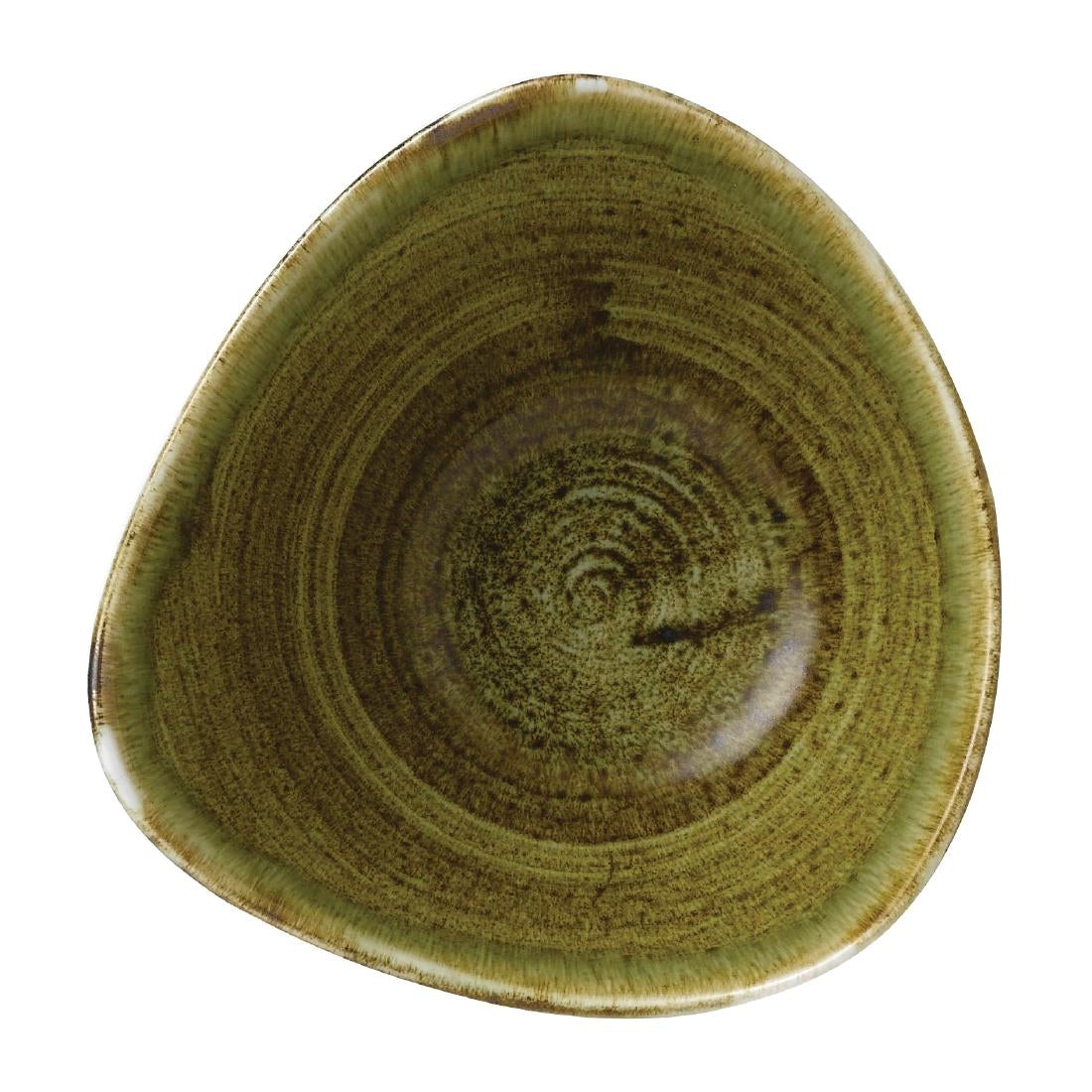 FJ934 Stonecast Plume Olive Triangle Bowl 9oz (Pack of 12) JD Catering Equipment Solutions Ltd
