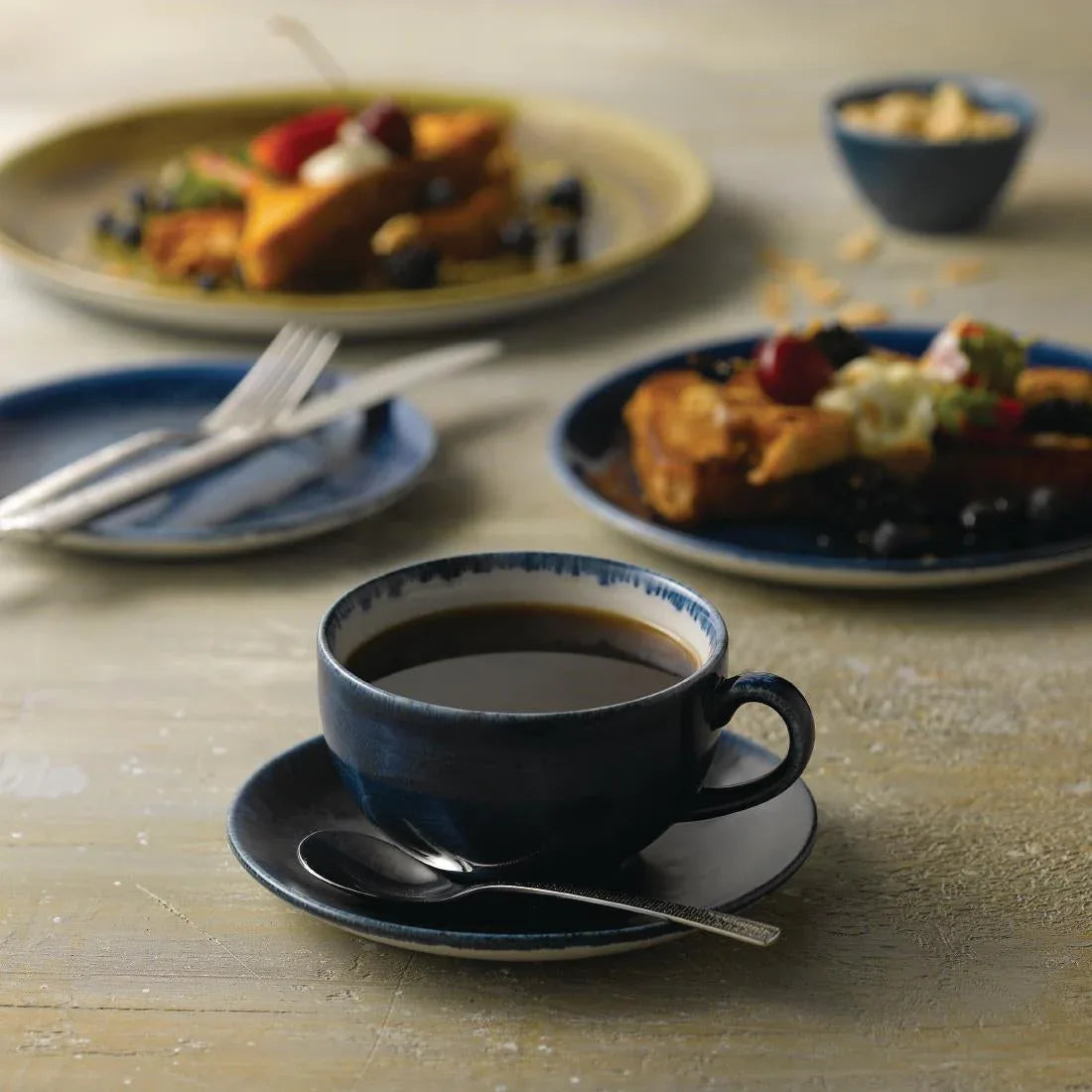FJ955 Stonecast Plume Ultramarine Cappuccino Cup 8oz (Pack of 12) - JD Catering Equipment Solutions Ltd