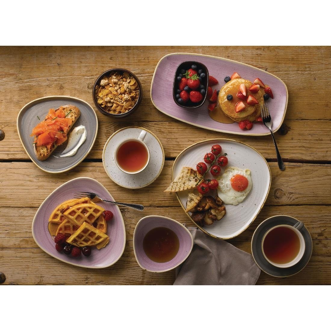 FR028 Churchill Stonecast Lavender Chefs Oblong Plate 298 x 152mm (Pack of 12) JD Catering Equipment Solutions Ltd