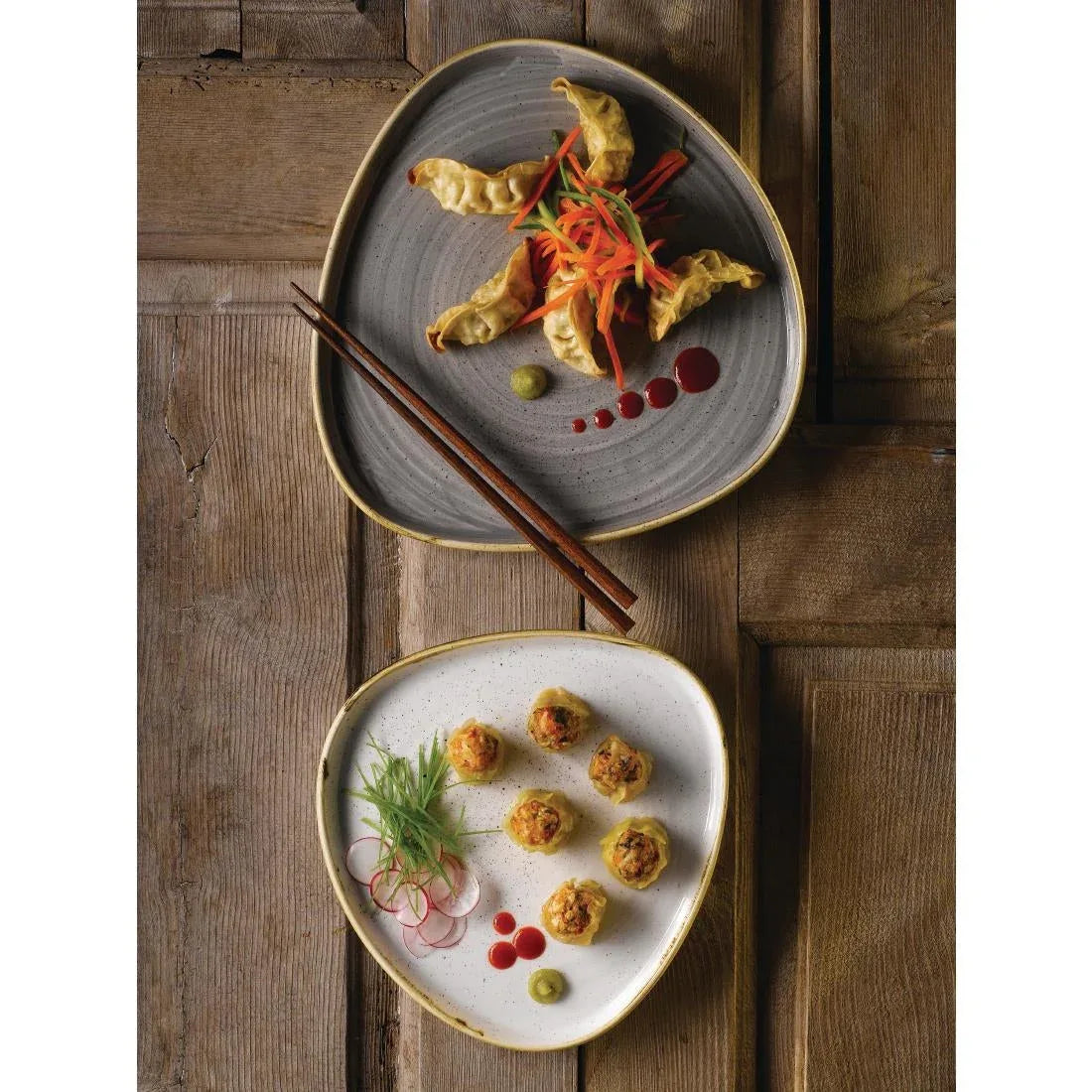 FR030 Churchill Stonecast Barley White Triangle Walled Chefs Plate 260mm (Pack of 6) - JD Catering Equipment Solutions Ltd