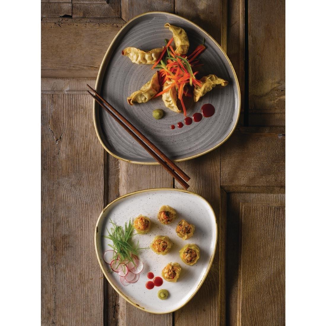 FR032 Churchill Stonecast Grey Triangle Walled Chefs Plate 260mm (Pack of 6) - JD Catering Equipment Solutions Ltd