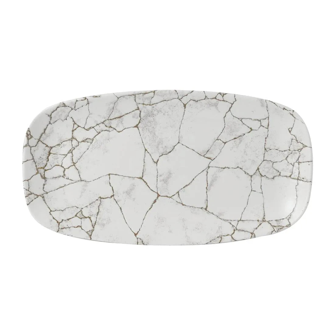 FR064 Churchill Studio Prints Kintsugi Agate Grey Chefs Oblong Plate 352 x 187mm (Pack of 6) - JD Catering Equipment Solutions Ltd