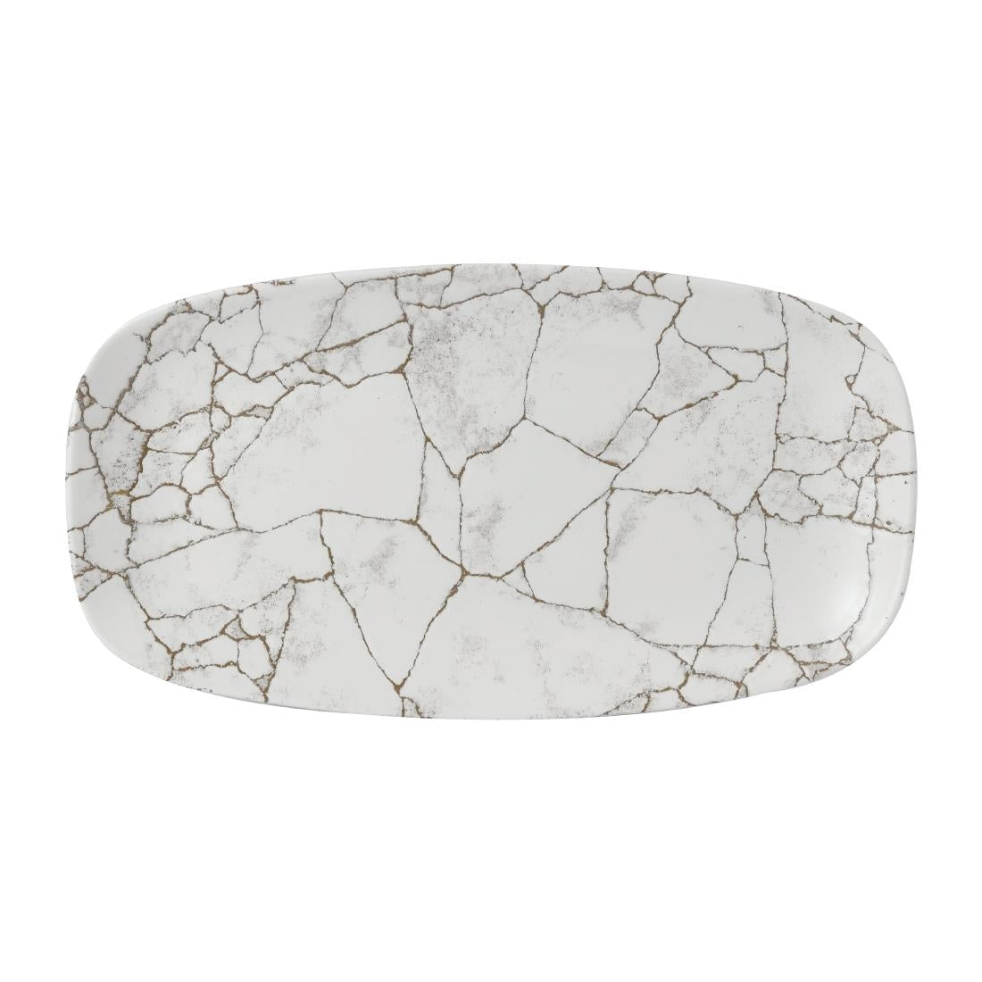 FR064 Churchill Studio Prints Kintsugi Agate Grey Chefs Oblong Plate 352 x 187mm (Pack of 6) JD Catering Equipment Solutions Ltd