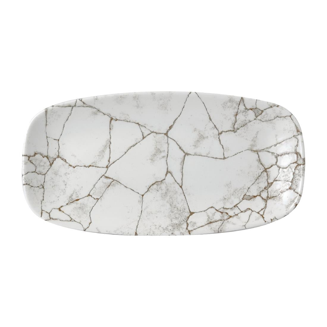 FR065 Churchill Studio Prints Kintsugi Agate Grey Chefs Oblong Plate 298 x 152mm (Pack of 12) JD Catering Equipment Solutions Ltd