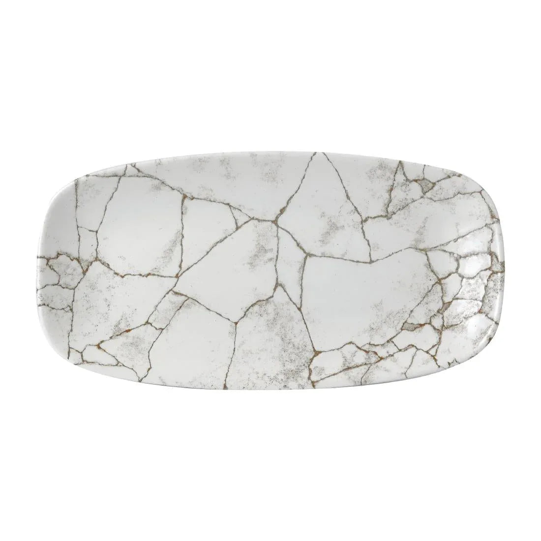 FR065 Churchill Studio Prints Kintsugi Agate Grey Chefs Oblong Plate 298 x 152mm (Pack of 12) - JD Catering Equipment Solutions Ltd