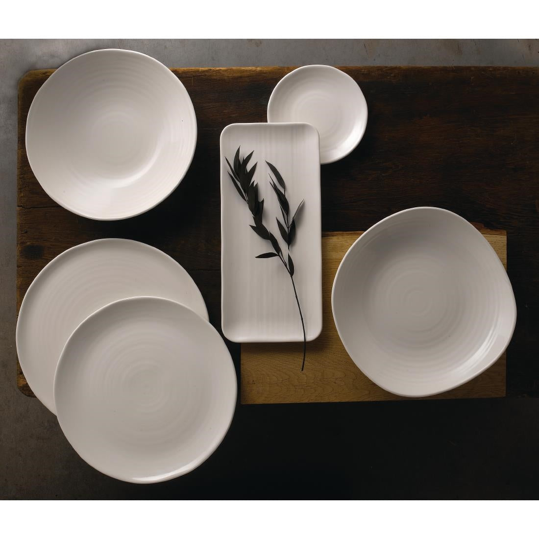 FR075 Dudson White Organic Coupe Rect Platter 349 x 158mm (Pack of 6) JD Catering Equipment Solutions Ltd
