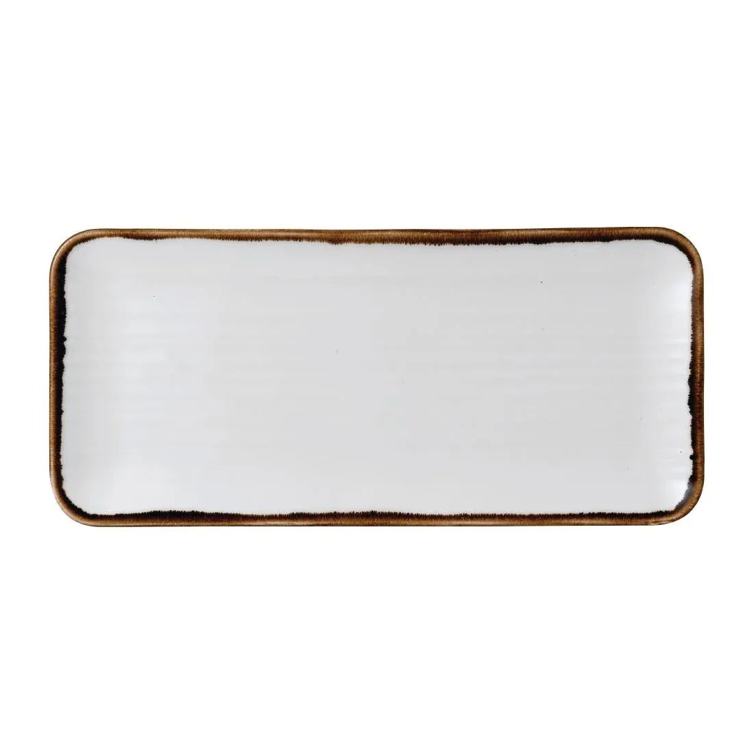 FR079 Dudson Harvest Natural Organic Coupe Rect Platter 349 x 158mm (Pack of 6) - JD Catering Equipment Solutions Ltd