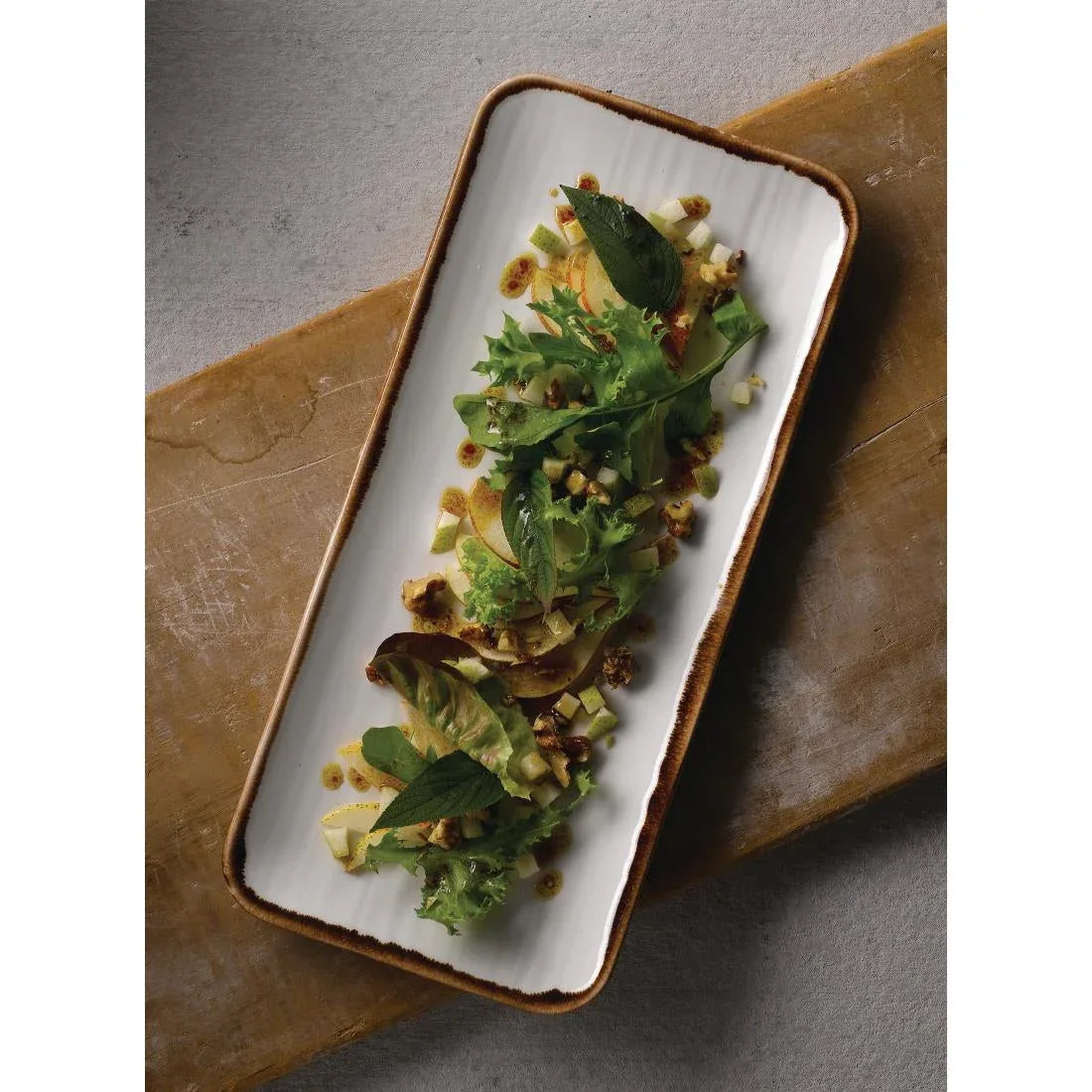 FR079 Dudson Harvest Natural Organic Coupe Rect Platter 349 x 158mm (Pack of 6) - JD Catering Equipment Solutions Ltd