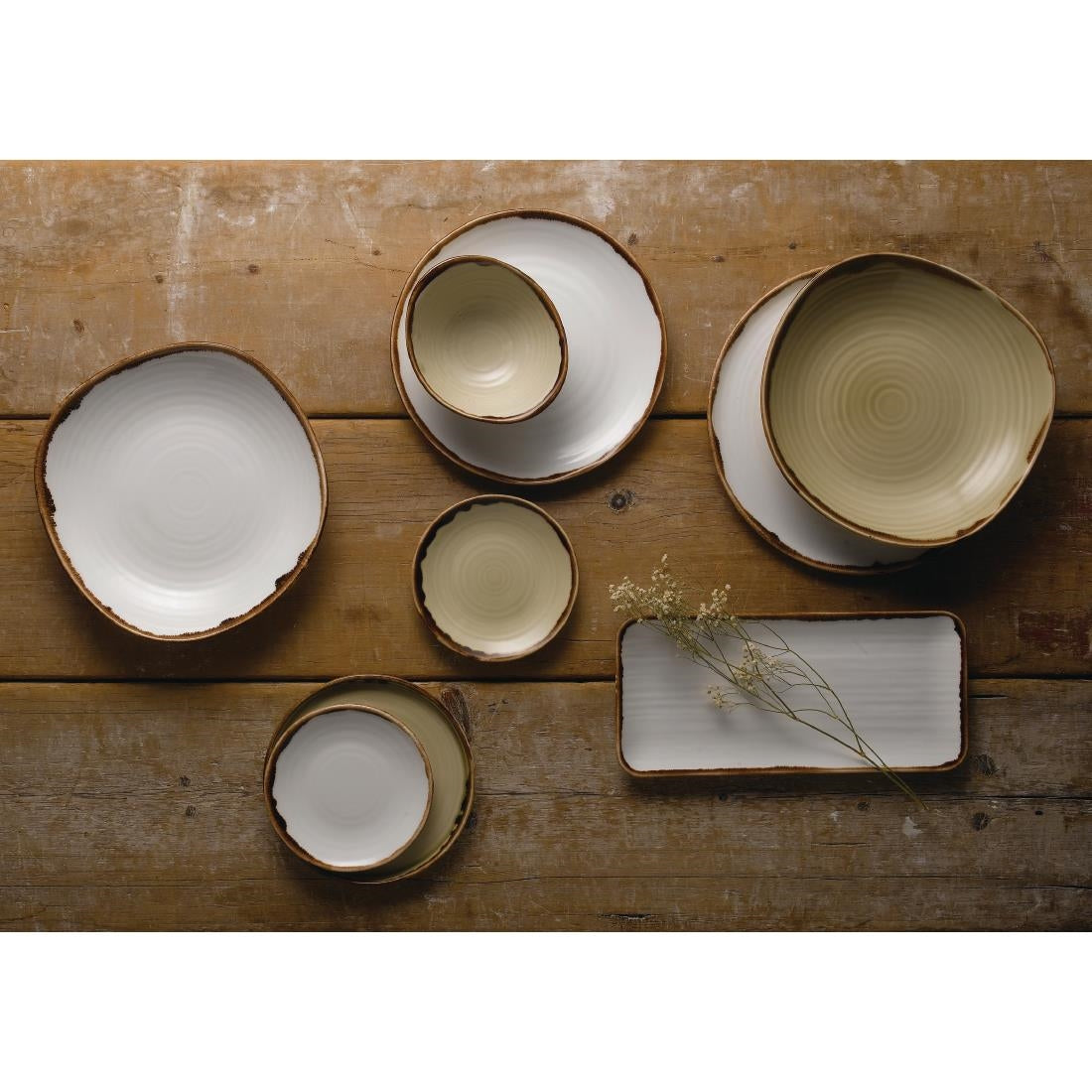 FR083 Dudson Harvest Linen Organic Coupe Rect Platter 349 x 158mm (Pack of 6) JD Catering Equipment Solutions Ltd