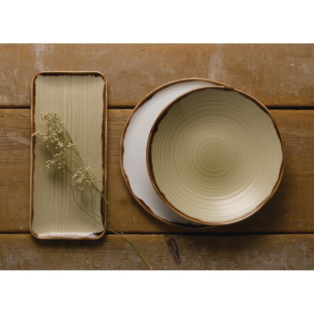 FR083 Dudson Harvest Linen Organic Coupe Rect Platter 349 x 158mm (Pack of 6) JD Catering Equipment Solutions Ltd