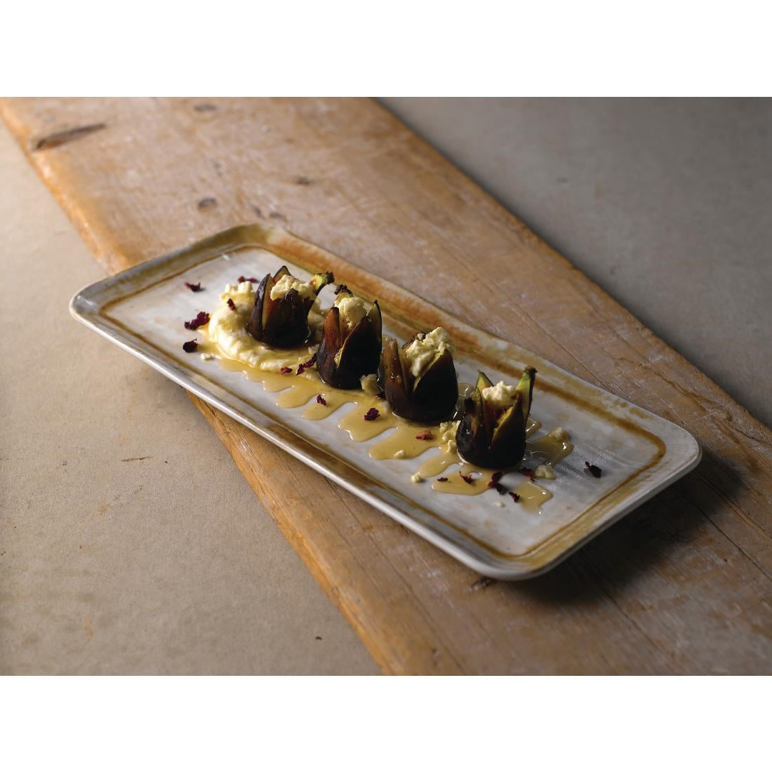 FR103 Dudson Sandstone Organic Coupe Rect Platter 349 x 158mm (Pack of 6) JD Catering Equipment Solutions Ltd