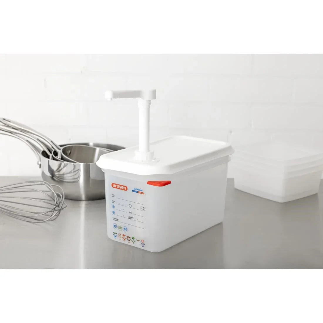 FR177 Araven Sauce Dispenser with Pump 1/4 GN - JD Catering Equipment Solutions Ltd