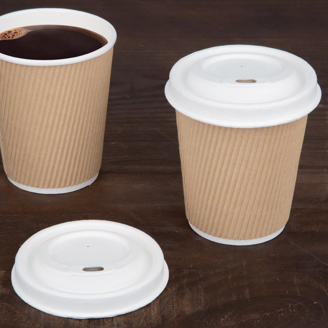 FS060 Fiesta Compostable Bagasse Coffee Cup Lids 225ml / 8oz (Pack of 1000) JD Catering Equipment Solutions Ltd