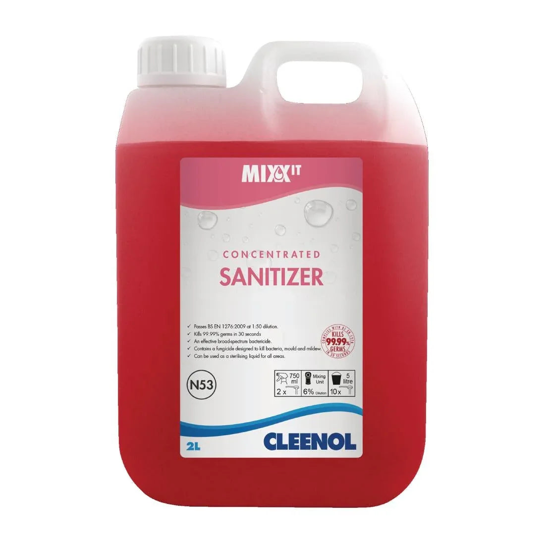 FS082 Cleenol Mixx It Surface Cleaner and Sanitiser 2Ltr (Pack of 2) - JD Catering Equipment Solutions Ltd