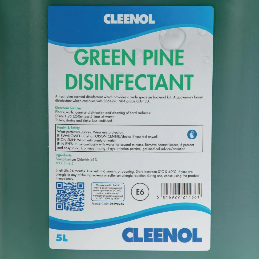 FS086 Cleenol Green Pine Disinfectant 5Ltr (Pack of 2) - JD Catering Equipment Solutions Ltd