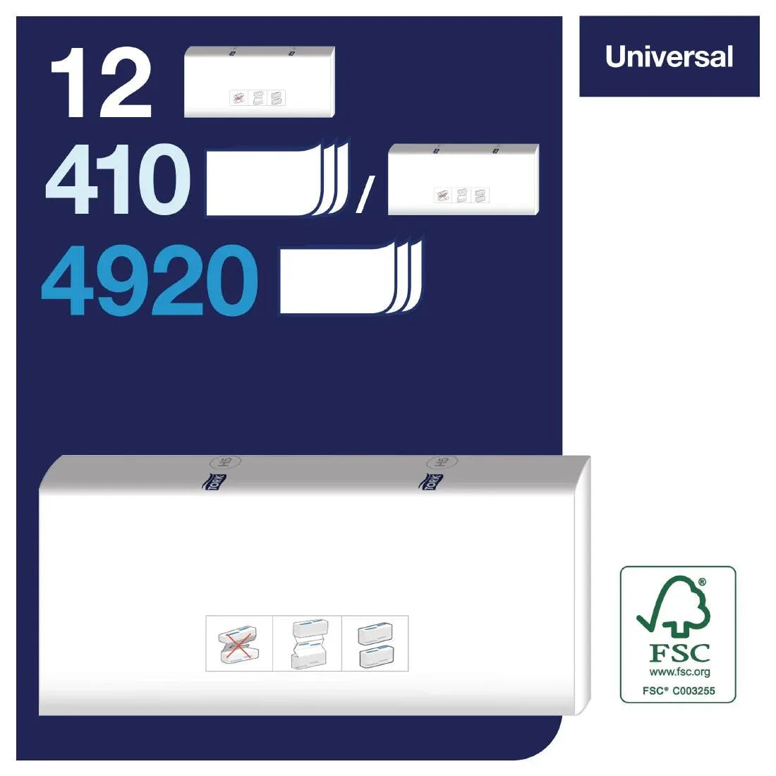 FS370 Tork PeakServe Continuous 1-Ply Hand Towels White (Pack of 12 x 410) - JD Catering Equipment Solutions Ltd