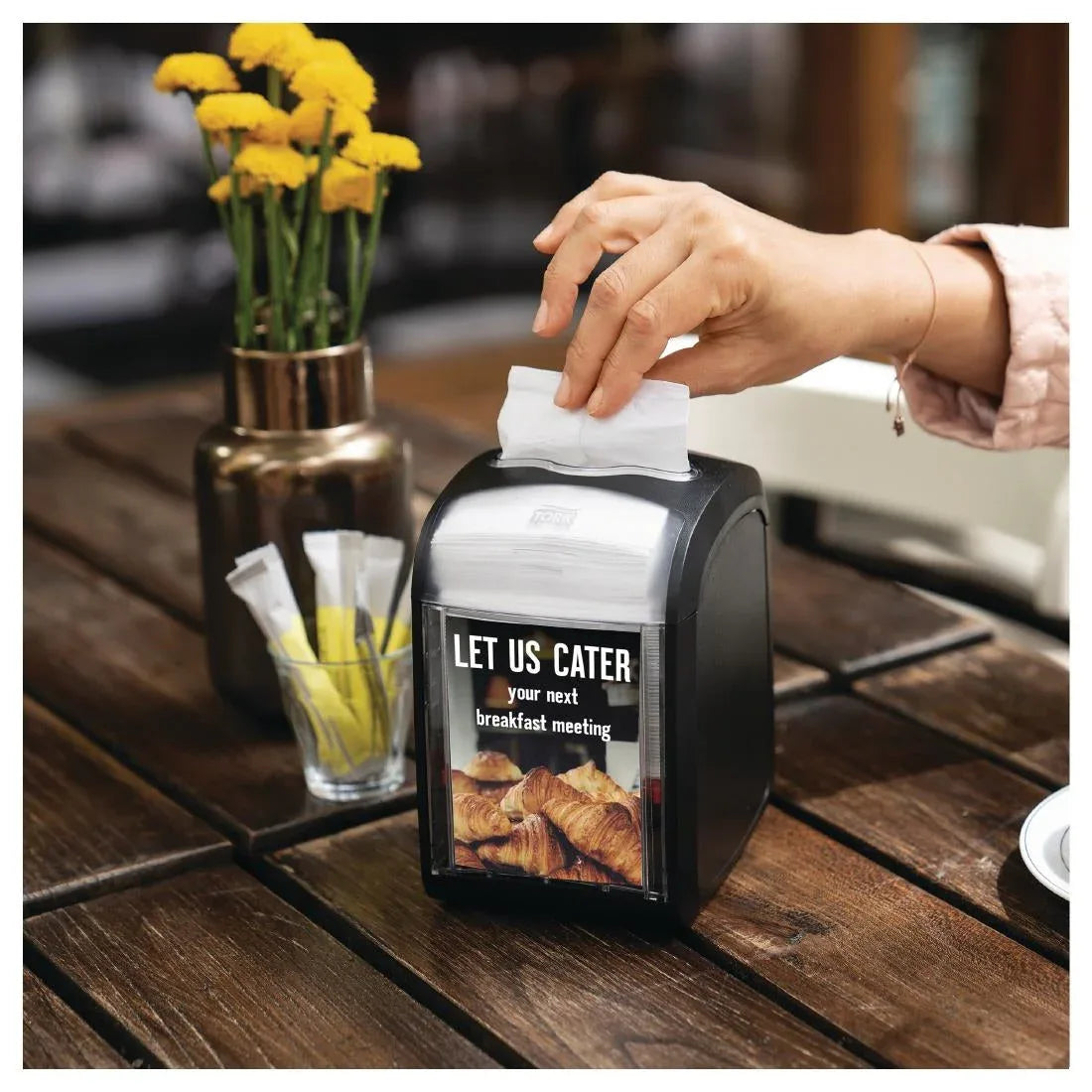 FS374 Tork Xpressnap Tabletop Napkins Dispenser Black - JD Catering Equipment Solutions Ltd