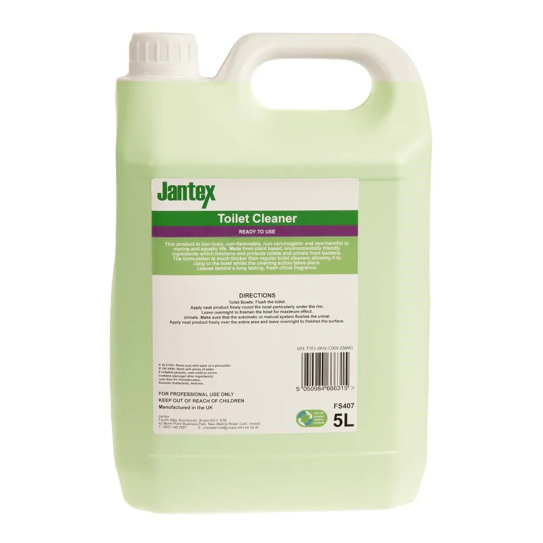FS407 Jantex Green Toilet Cleaner Ready To Use 5Ltr - JD Catering Equipment Solutions Ltd