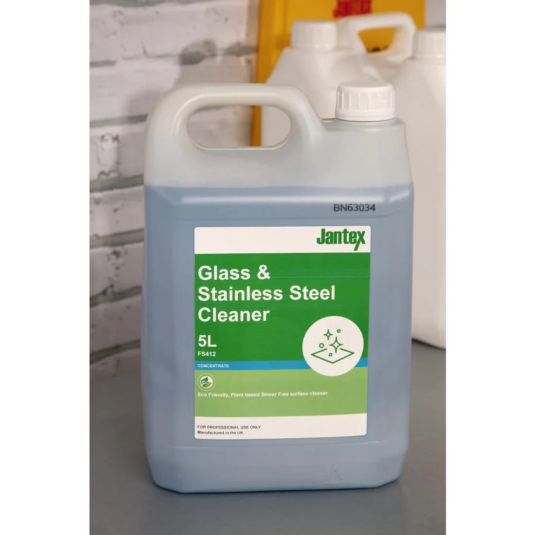 FS412 Jantex Green Glass and Stainless Steel Cleaner Concentrate 5Ltr - JD Catering Equipment Solutions Ltd